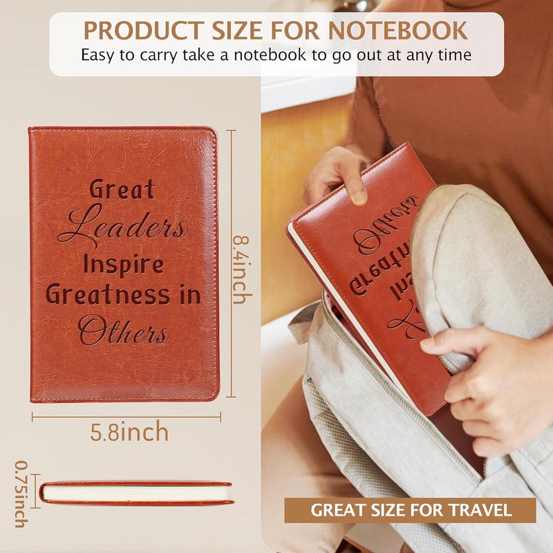 LBWCER Boss Appreciation Gift Mentor Gift Notebook Great Leaders Notebook Leader Supervisor PM Mentor Retirement Gift Coworker Farewell Leather Journal Notebooks (Great R) - Image 3